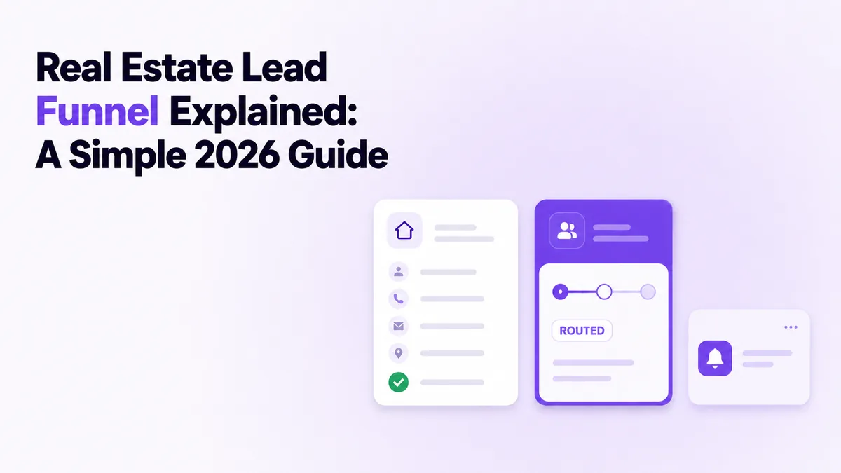 Real estate lead funnel separating a captured inquiry from CRM pipeline stages.