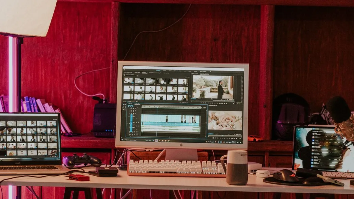 A generated product shot being refined inside a professional video-editing interface before final ad assembly (Photo by Amar  Preciado, Pexels)